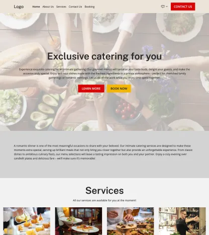 intimate dinner catering