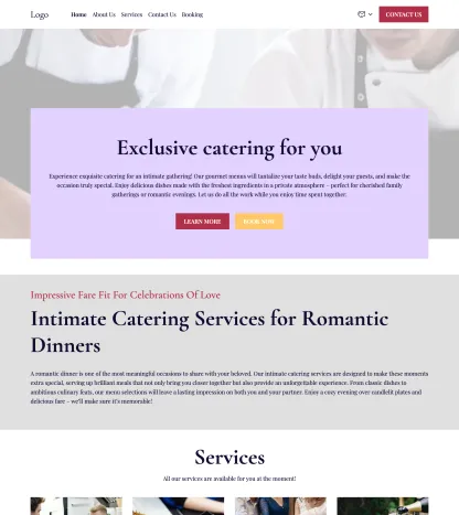 intimate dinner catering