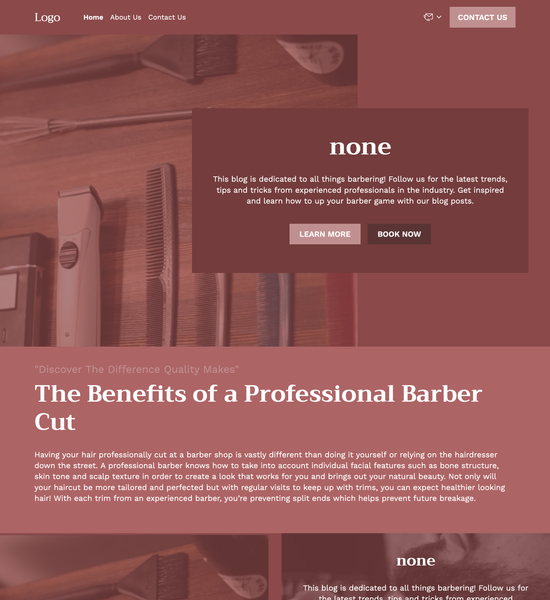 barber blog template preview