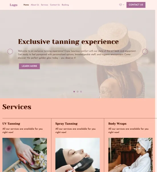 tanning salon template preview