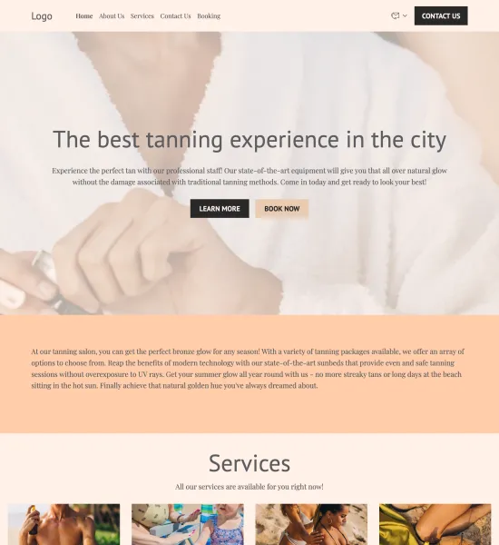 tanning salon template preview