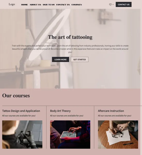 tattoo artist training school template preview