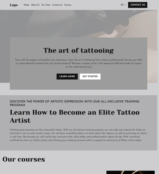 tattoo artist training school template preview