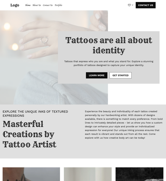 tattoo artist portfolio template preview