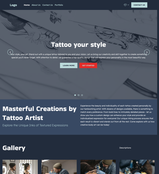 tattoo artist portfolio template preview