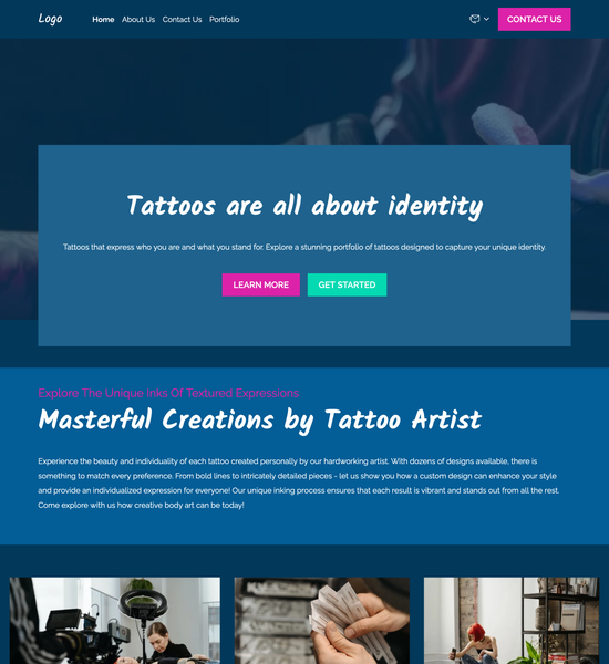 tattoo artist portfolio template preview