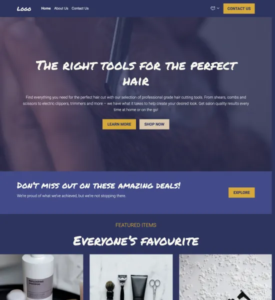 hair cutting tools store template preview