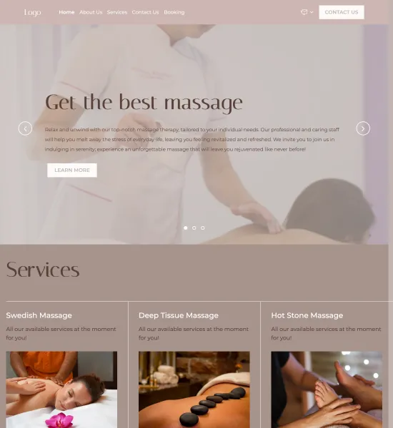 massage and spa center template preview