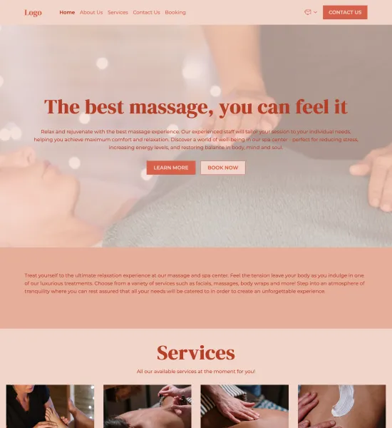 massage and spa center template preview