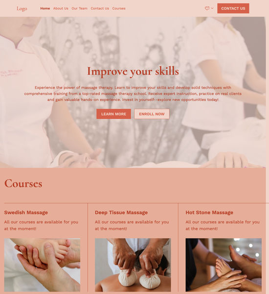 massage therapy school template preview