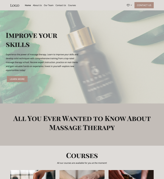 massage therapy school template preview