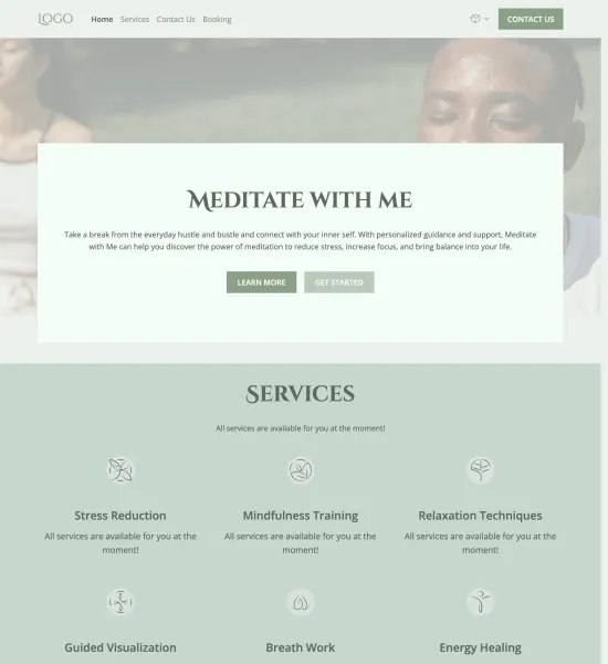 meditation coach template preview