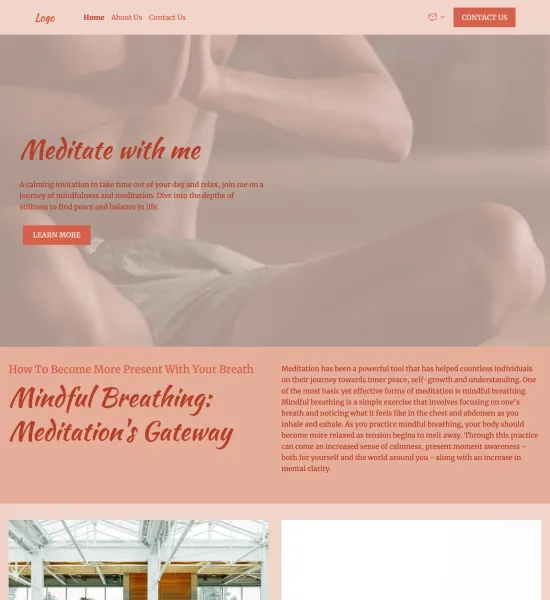 meditation blog template preview