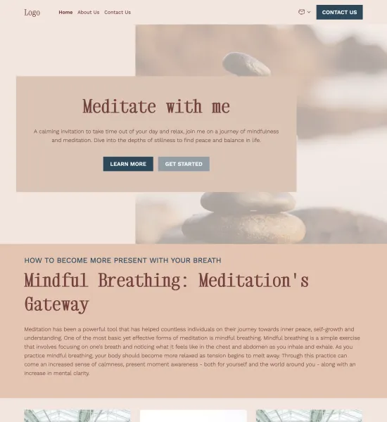 meditation blog template preview