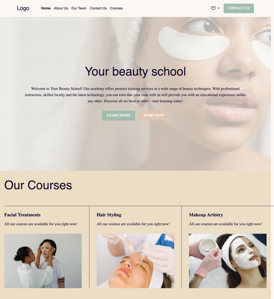 beauty academy template preview