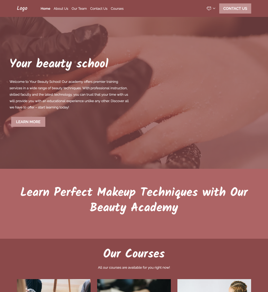 beauty academy template preview