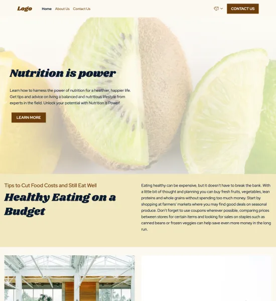 nutrition blog template preview