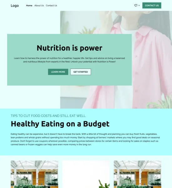 nutrition blog template preview