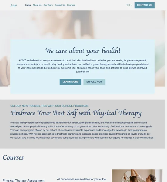 physical therapy school template preview