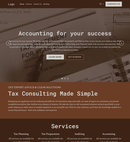 tax consultant template preview