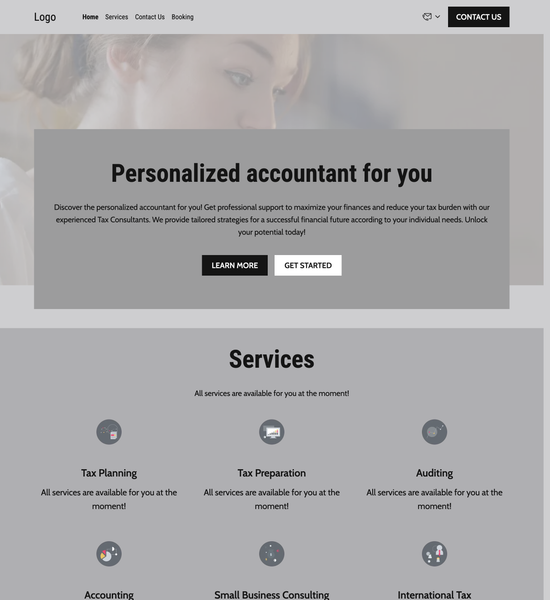 tax consultant template preview