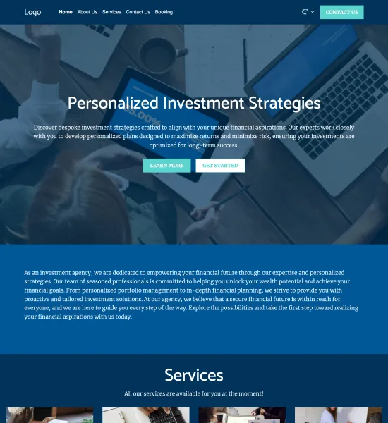 financial trading firm template preview