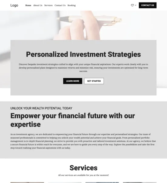 financial trading firm template preview