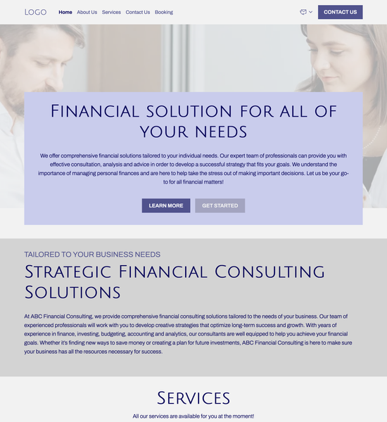 financial consulting firm template preview