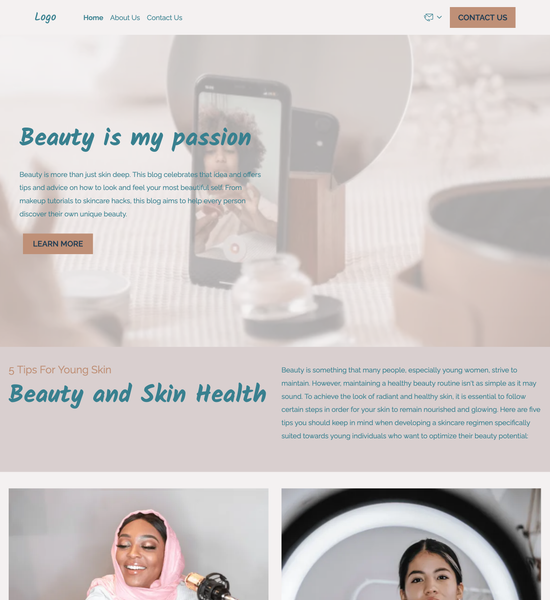 beauty blog template preview