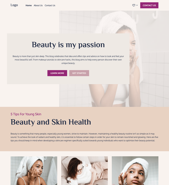 beauty blog template preview