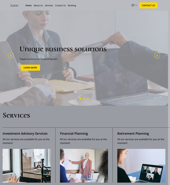 financial consulting agency template preview