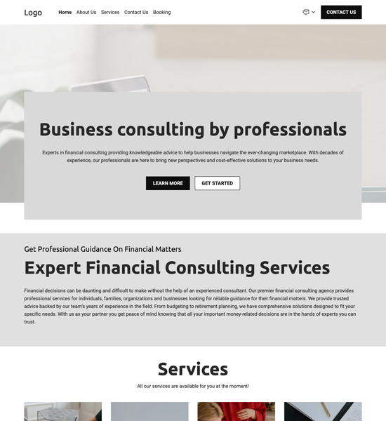 financial consulting agency template preview