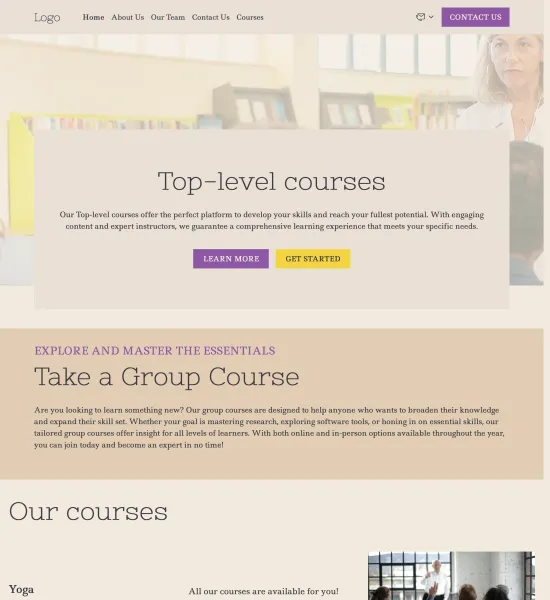 group courses template preview