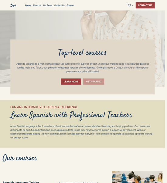 Spanish language school template preview