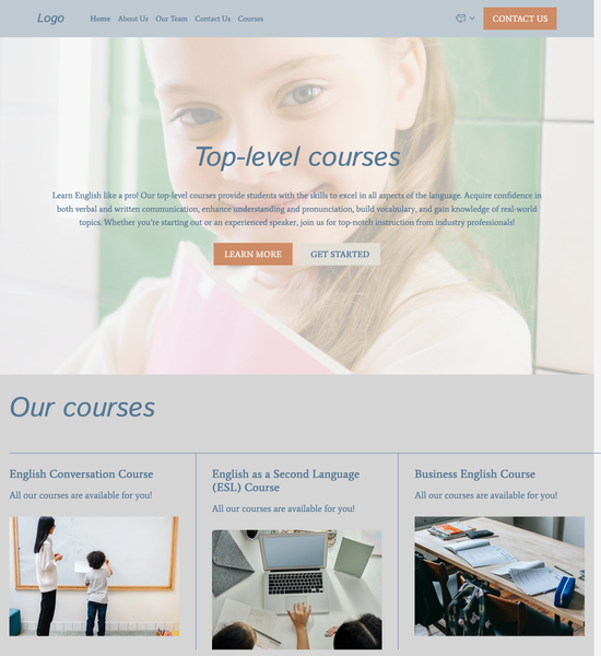 English language school template preview