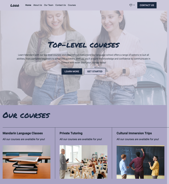 Mandarin language school template preview