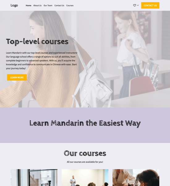 Mandarin language school template preview