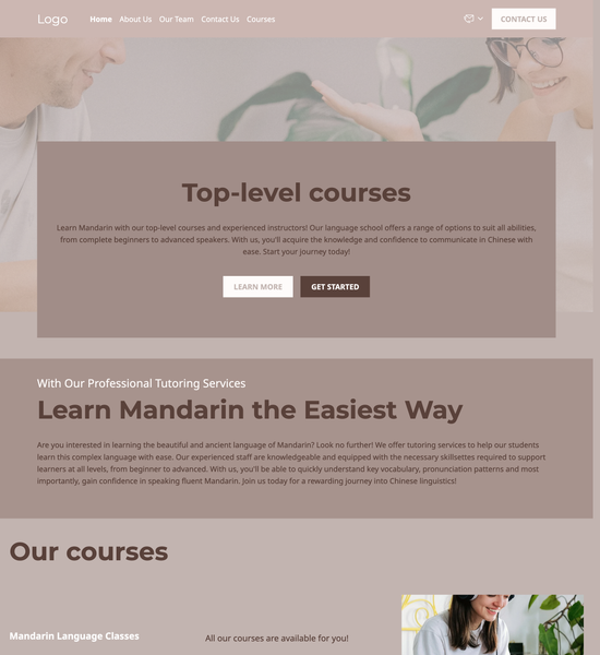 Mandarin language school template preview