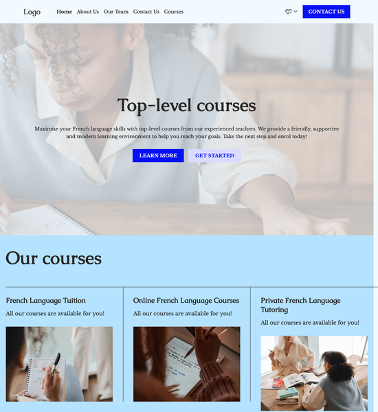 French language school template preview