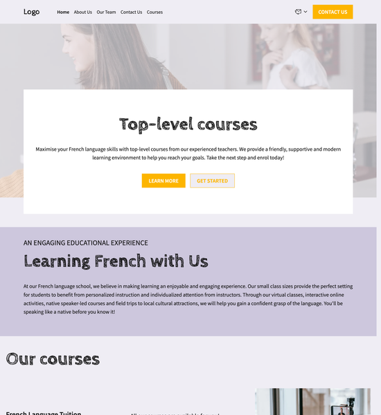 French language school template preview