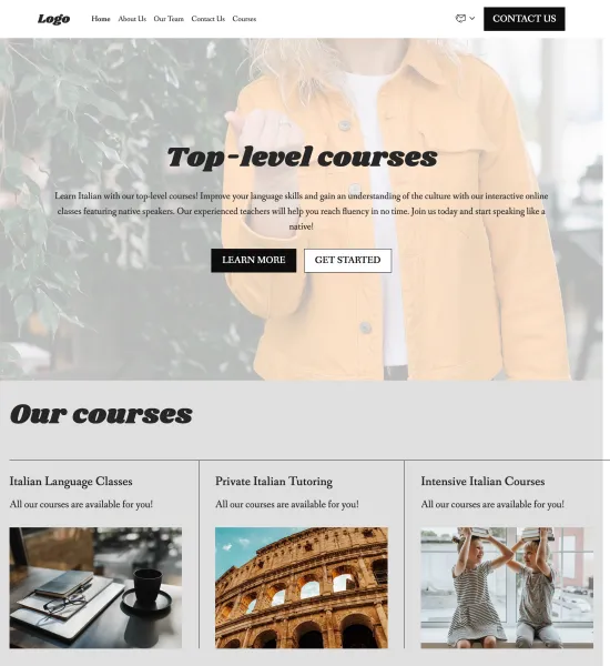 Italian language school template preview