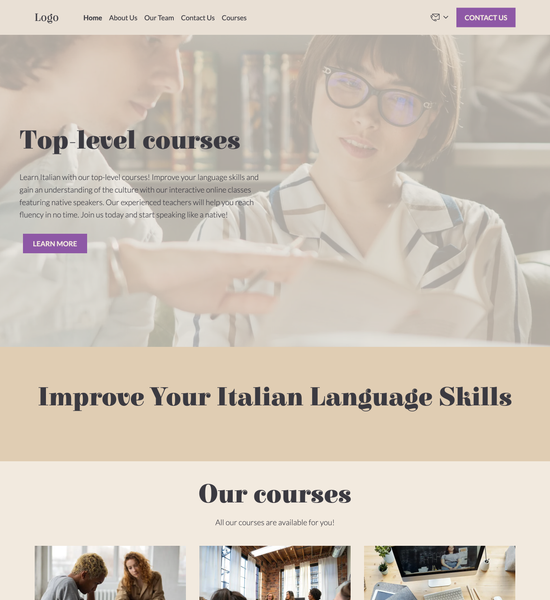 Italian language school template preview