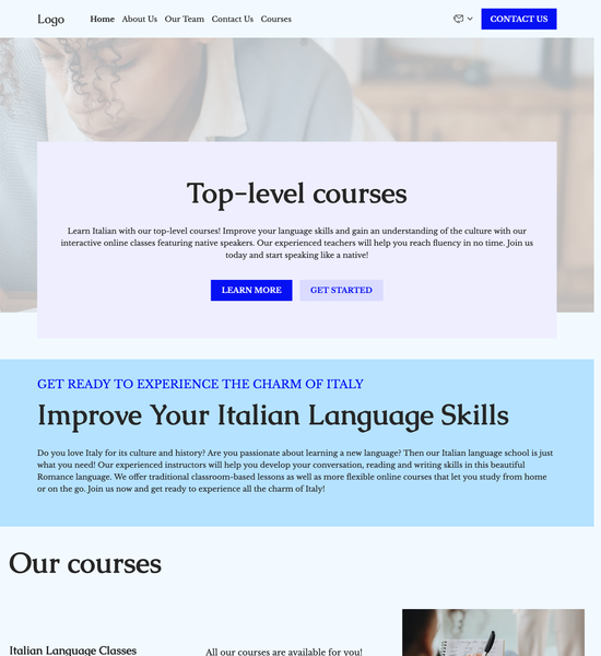 Italian language school template preview