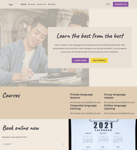 language tutor template preview