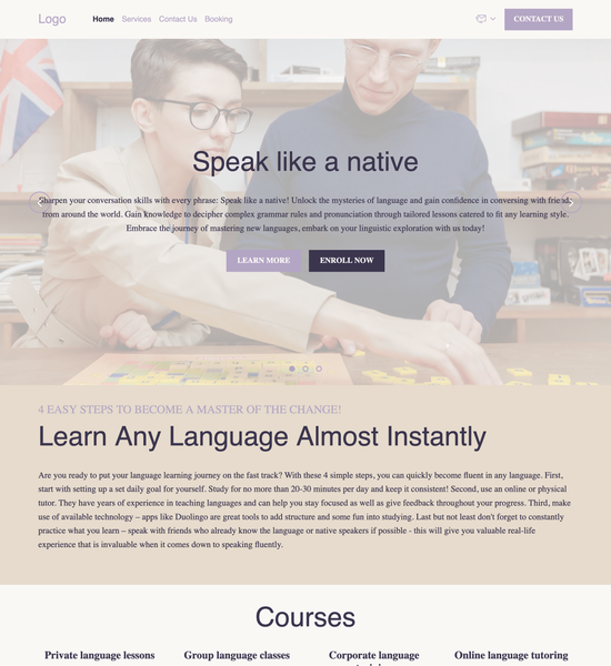 language tutor template preview