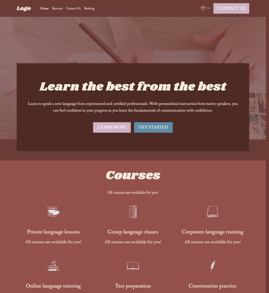 language tutor template preview