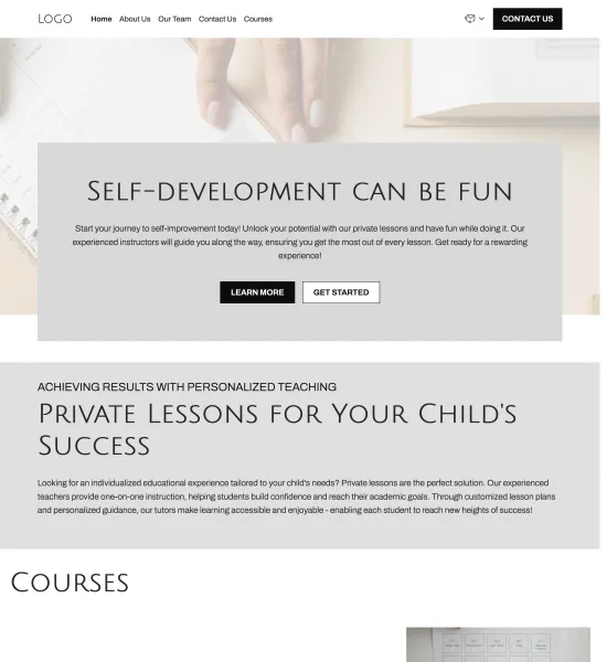 private lessons template preview