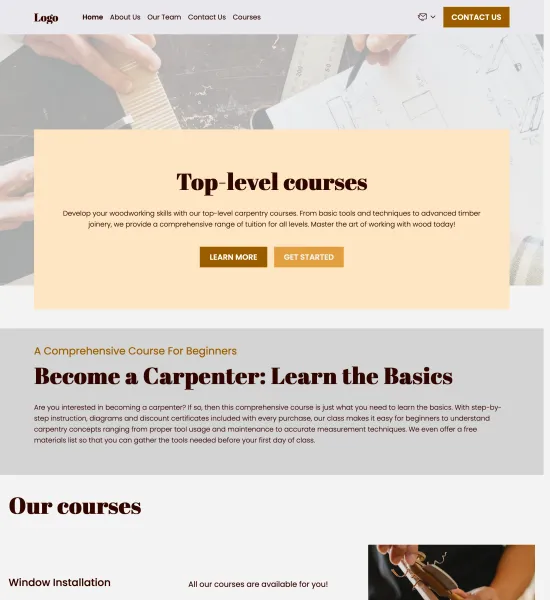 carpenters courses template preview