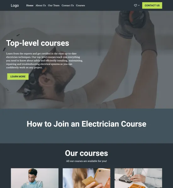 electrician courses template preview