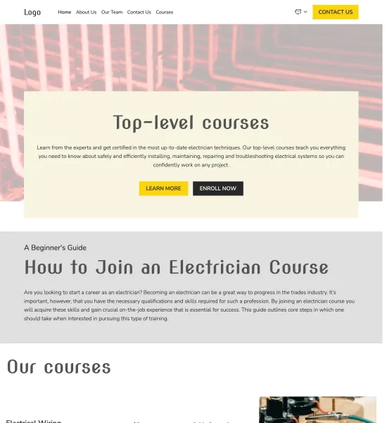 electrician courses template preview